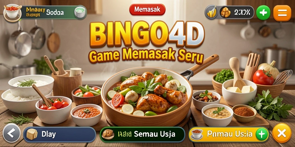 Tampilan antarmuka pengguna <strong>BINGO4D</strong> saat memasak hidangan lezat.