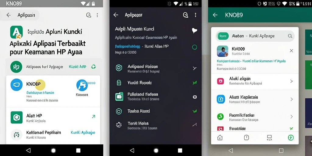 Antarmuka KNO89 menampilkan fungsi Kunci Aplikasi yang sederhana dan efektif.