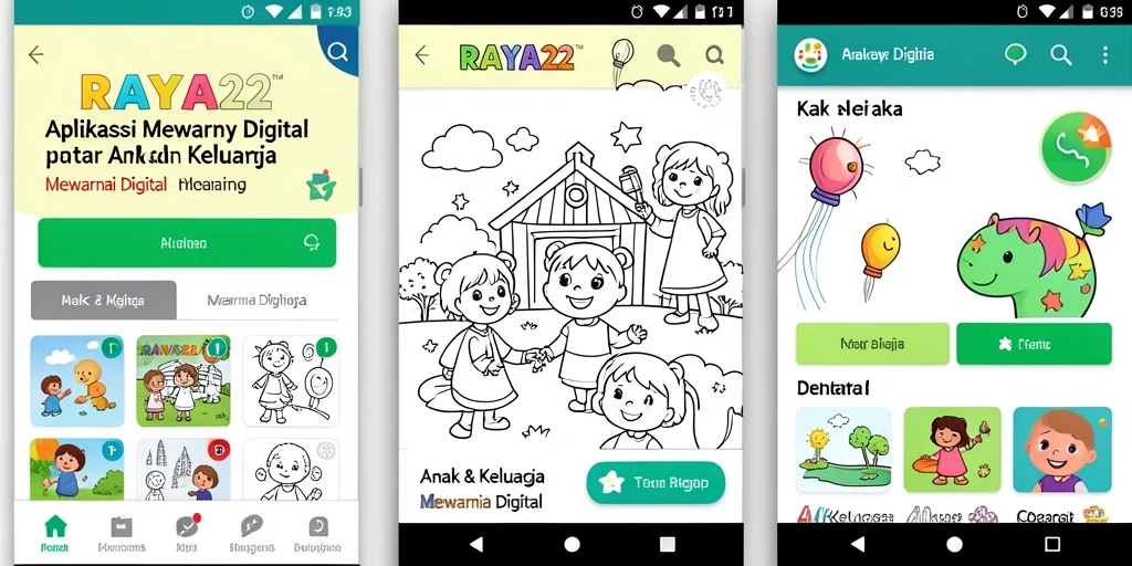 Tampilan antarmuka RAYA22 yang menarik untuk aktivitas Mewarnai Digital.